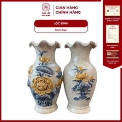 Đôi Lộc Bình Miệng Lượn Họa Tiết Sen Men Rạn Gốm Sứ Bát Tràng - Phúc Lộc Viên Minh
