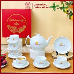 Bộ Ấm Chén In Logo Gốm Sứ Bát Tràng - Phúc Lộc Viên Minh - LD020