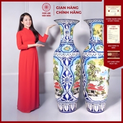 Đôi Lộc Bình Nhị Cảnh Men Màu Gốm Sứ Bát Tràng - Phúc Lộc Viên Minh - PL044