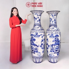 Đôi Lộc Bình Nhị Cảnh Gốm Sứ Bát Tràng - Phúc Lộc Viên Minh - PL045