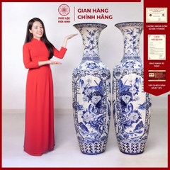 Đôi Lộc Bình Họa Tiết Tứ Cảnh Gốm Sứ Bát Tràng - Phúc Lộc Viên Minh - PL048