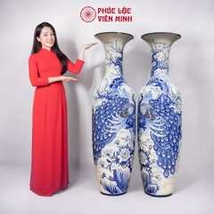 Đôi Lộc Bình Họa Tiết Đơn Cảnh Gốm Sứ Bát Tràng - Phúc Lộc Viên Minh - PL050