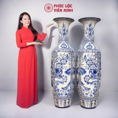 Đôi Lộc Bình Họa Tiết Tứ Cảnh Gốm Sứ Bát Tràng - Phúc Lộc Viên Minh - PL051