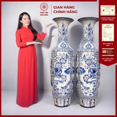 Đôi Lộc Bình Họa Tiết Tứ Cảnh Gốm Sứ Bát Tràng - Phúc Lộc Viên Minh - PL051