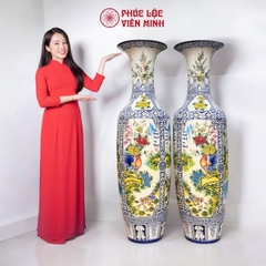 Đôi Lộc Bình Tứ Cảnh Họa Tiết Vẽ Màu Gốm Sứ Bát Tràng - Phúc Lộc Viên Minh - PL052