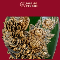 Mai Bình Công Danh Phú Quý Men Xanh Bộ Đội Vẽ Vàng Gốm Sứ Bát Tràng - Phúc Lộc Viên Minh