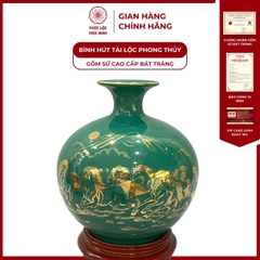 Bình Hút Lộc Mã Đáo Thành Công Dán Decal Vàng Kim Gốm Sứ Bát Tràng - Phúc Lộc Viên Minh