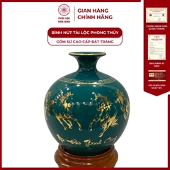 Bình Hút Lộc Mã Đáo Thành Công Dán Decal Vàng Kim Gốm Sứ Bát Tràng - Phúc Lộc Viên Minh