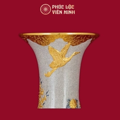 Lộc Bình Phúc Lộc Thọ Men Rạn Dát Vàng Gốm Sứ Bát Tràng - Phúc Lộc Viên Minh