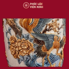 Lọ Lộc Bình Đắp Nổi Men Rạn Diên Niên Trường Thọ Cao Cấp Gốm Sứ Bát Tràng - Phúc Lộc Viên Minh