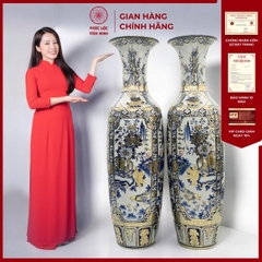 Đôi Lộc Bình Tứ Cảnh Vẽ Vàng Gốm Sứ Bát Tràng - Phúc Lộc Viên Minh - PL027