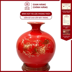 Bình Hút Lộc Phúc Lộc Khang Ninh Vẽ Vàng Kim Gốm Sứ Bát Tràng - Phúc Lộc Viên Minh