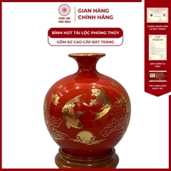 Bình Hút Lộc Vạn Sự Như Ý Dán Decal Vàng Kim Gốm Sứ Bát Tràng - Phúc Lộc Viên Minh