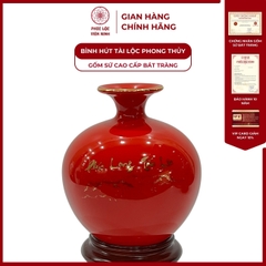 Bình Hút Lộc Phúc Long Tấn Lộc Dán Decal Vàng Kim Gốm Sứ Bát Tràng - Phúc Lộc Viên Minh