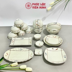 Bộ Bát Đĩa Gốm Sứ Bát Tràng Cao Cấp - Phúc Lộc Viên Minh - VM183
