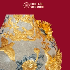 Tỏi Công Danh Phú Quý 45cm Men Rạn Dát Vàng Gốm Sứ Bát Tràng - Phúc Lộc Viên Minh