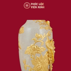 Lọ Hoa Công Danh Phú Quý Kênh Bong Men Rạn Dát Vàng Gốm Sứ Bát Tràng - Phúc Lộc Viên Minh