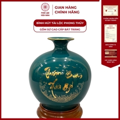Bình Hút Lộc Thuận Buồm Xuôi Gió Dán Decal Vàng Kim Gốm Sứ Bát Tràng - Phúc Lộc Viên Minh