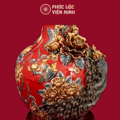 Tỏi Phú Quý Trường Xuân 60cm Men Đỏ Gốm Sứ Bát Tràng - Phúc Lộc Viên Minh