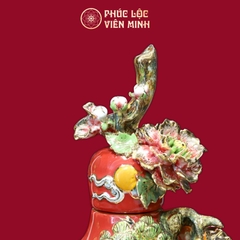 Hồ Lô Mã Đáo Thành Công Men Đỏ Màu Vẽ Vàng Gốm Sứ Bát Tràng - Phúc Lộc Viên Minh