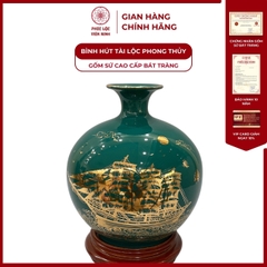 Bình Hút Lộc Thuận Buồm Xuôi Gió Dán Decal Vàng Kim Gốm Sứ Bát Tràng - Phúc Lộc Viên Minh
