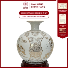 Bình Hút Lộc Nhị Cảnh Thuận Buồm Xuôi Gió, Mã Đáo Thành Công Dán Decal Vàng Kim Gốm Sứ Bát Tràng - Phúc Lộc Viên Minh