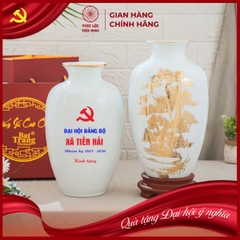 Bình Hoa In Logo Cao Cấp Gốm Sứ Bát Tràng - Phúc Lộc Viên Minh - LD070