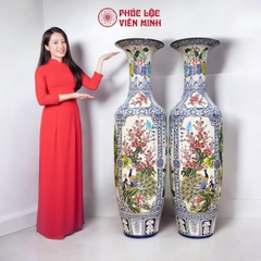 Đôi Lộc Bình Tứ Cảnh Họa Tiết Vẽ Màu Gốm Sứ Bát Tràng - Phúc Lộc Viên Minh - PL053