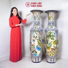 Đôi Lộc Bình Tứ Cảnh Họa Tiết Vẽ Màu Gốm Sứ Bát Tràng - Phúc Lộc Viên Minh - PL054
