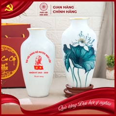 Bình Hoa In Logo Cao Cấp Gốm Sứ Bát Tràng - Phúc Lộc Viên Minh - LD071