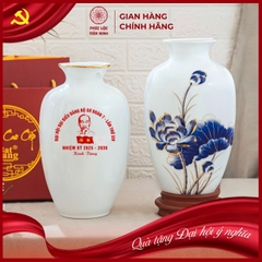 Bình Hoa In Logo Cao Cấp Gốm Sứ Bát Tràng - Phúc Lộc Viên Minh - LD072
