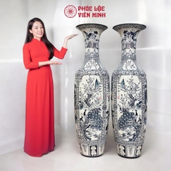 Đôi Lộc Bình Họa Tiết Tứ Cảnh Gốm Sứ Bát Tràng - Phúc Lộc Viên Minh - PL055