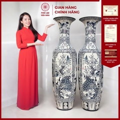 Đôi Lộc Bình Họa Tiết Tứ Cảnh Gốm Sứ Bát Tràng - Phúc Lộc Viên Minh - PL055