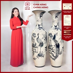 Đôi Lộc Bình Họa Tiết Đơn Cảnh Gốm Sứ Bát Tràng - Phúc Lộc Viên Minh - PL056