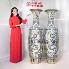 Đôi Lộc Bình Họa Tiết Tứ Cảnh Gốm Sứ Bát Tràng - Phúc Lộc Viên Minh - PL057