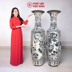 Đôi Lộc Bình Họa Tiết Tứ Cảnh Gốm Sứ Bát Tràng - Phúc Lộc Viên Minh - PL058