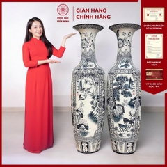 Đôi Lộc Bình Họa Tiết Tứ Cảnh Gốm Sứ Bát Tràng - Phúc Lộc Viên Minh - PL058
