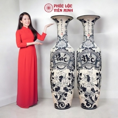 Đôi Lộc Bình Phúc Đức Gốm Sứ Bát Tràng - Phúc Lộc Viên Minh - PL059