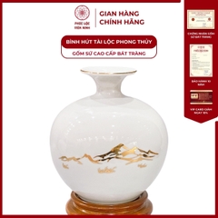 Bình Hút Lộc Mã Đáo Thành Công Dán Decal Vàng Kim Gốm Sứ Bát Tràng - Phúc Lộc Viên Minh