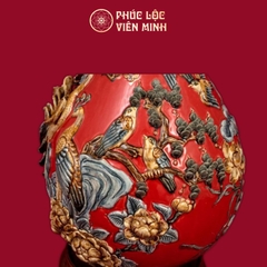 Tỳ Bà Phú Quý Trường Xuân 40cm Men Đỏ Gốm Sứ Bát Tràng - Phúc Lộc Viên Minh