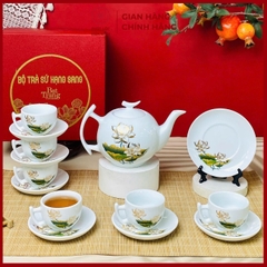 Bộ Ấm Chén Cao Cấp Gốm Sứ Bát Tràng - Phúc Lộc Viên Minh - LD004