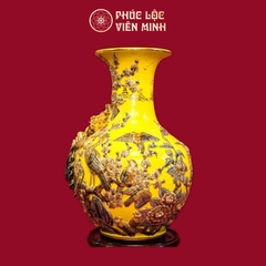 Tỏi Công Danh Phú Quý 60cm Men Vàng Vẽ Vàng Gốm Sứ Bát Tràng - Phúc Lộc Viên Minh