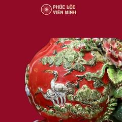 Hồ Lô Mã Đáo Thành Công Men Đỏ Màu Vẽ Vàng Gốm Sứ Bát Tràng - Phúc Lộc Viên Minh