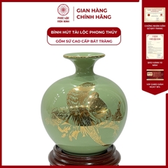 Bình Hút Lộc Chim Trĩ Lộc Dán Decal Vàng Kim Gốm Sứ Bát Tràng - Phúc Lộc Viên Minh