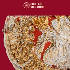 Bình Hút Lộc Phú Quý Trường Xuân Men Đỏ Họa Tiết Trắng Vẽ Vàng Gốm Sứ Bát Tràng - Phúc Lộc Viên Minh