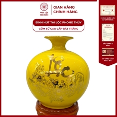 Bình Hút Lộc Chữ Phúc Lộc Dán Decal Vàng Kim Gốm Sứ Bát Tràng - Phúc Lộc Viên Minh