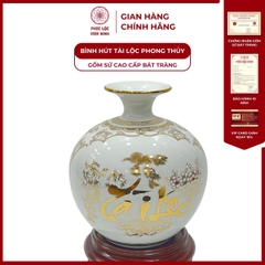 Bình Hút Lộc Nhị Cảnh Thuận Buồm Xuôi Gió, Tài Lộc Dán Decal Vàng Kim Gốm Sứ Bát Tràng - Phúc Lộc Viên Minh