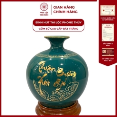 Bình Hút Lộc Thuận Buồm Xuôi Gió Dán Decal Vàng Kim Gốm Sứ Bát Tràng - Phúc Lộc Viên Minh