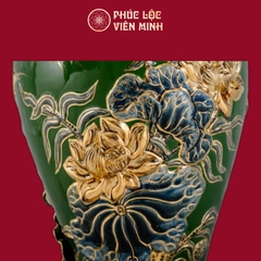 Mai Bình Công Danh Phú Quý Men Xanh Bộ Đội Vẽ Vàng Gốm Sứ Bát Tràng - Phúc Lộc Viên Minh