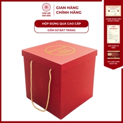 Bình Hút Lộc Đơn Cảnh Vẽ Màu Vàng Kim Gốm Sứ Bát Tràng - Phúc Lộc Viên Minh